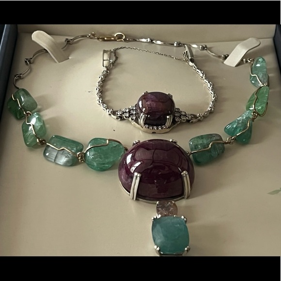 Huge no heat 57.33 ct ruby, diamond 14k  bracelet - Picture 9 of 16